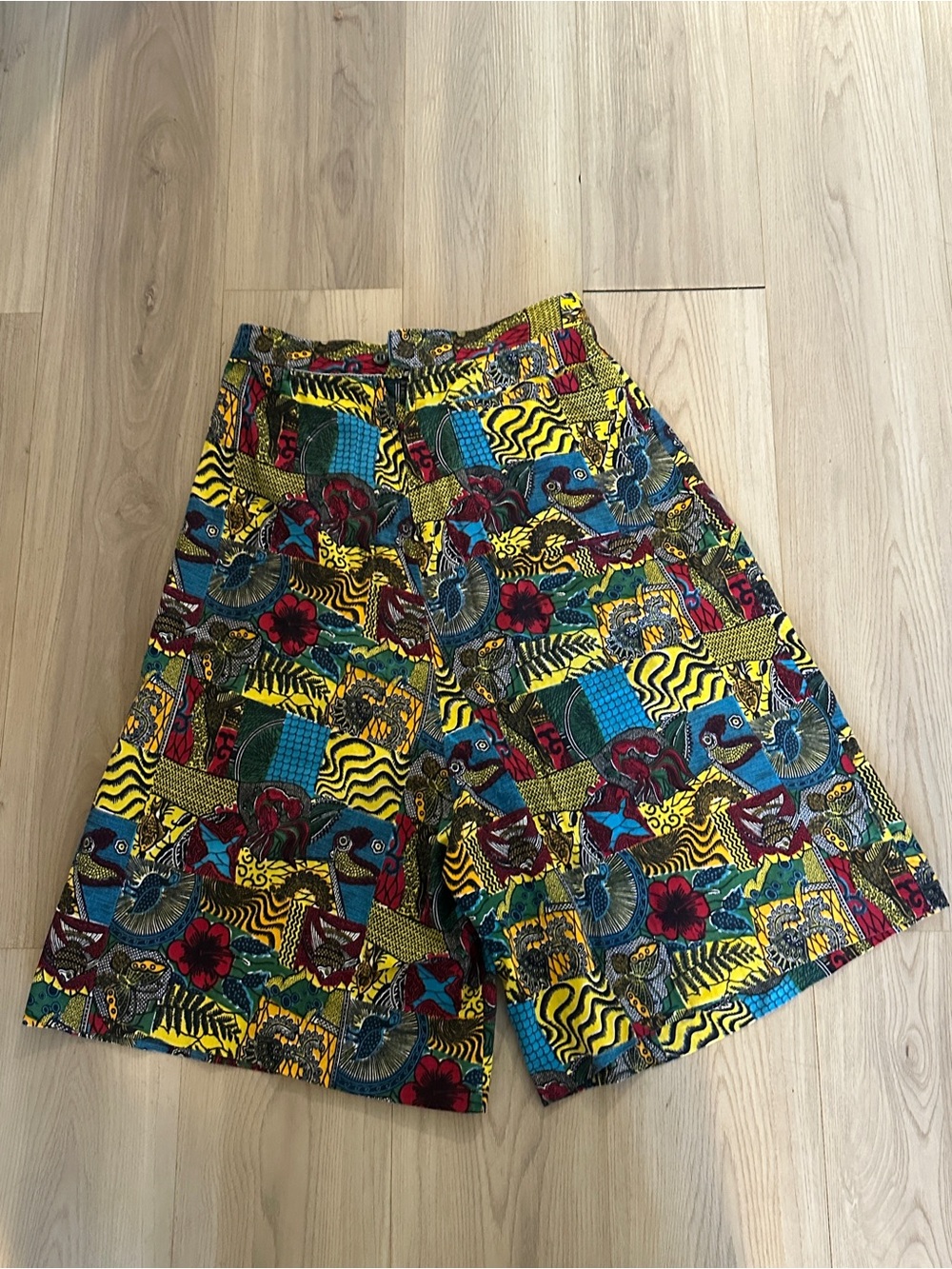 African Ankara Patchwork Print Flowy Culotte Shorts